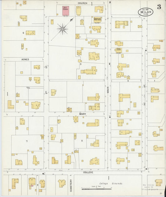 Sanborn Fire Insurance Map from Milan, Gibson County, Tennessee (1900), Sheet #0003 - Historic Sanborn Fire Insurance Map Print, vintage old map wall art, antique decor, genealogy gift, Tennessee Tennessee map