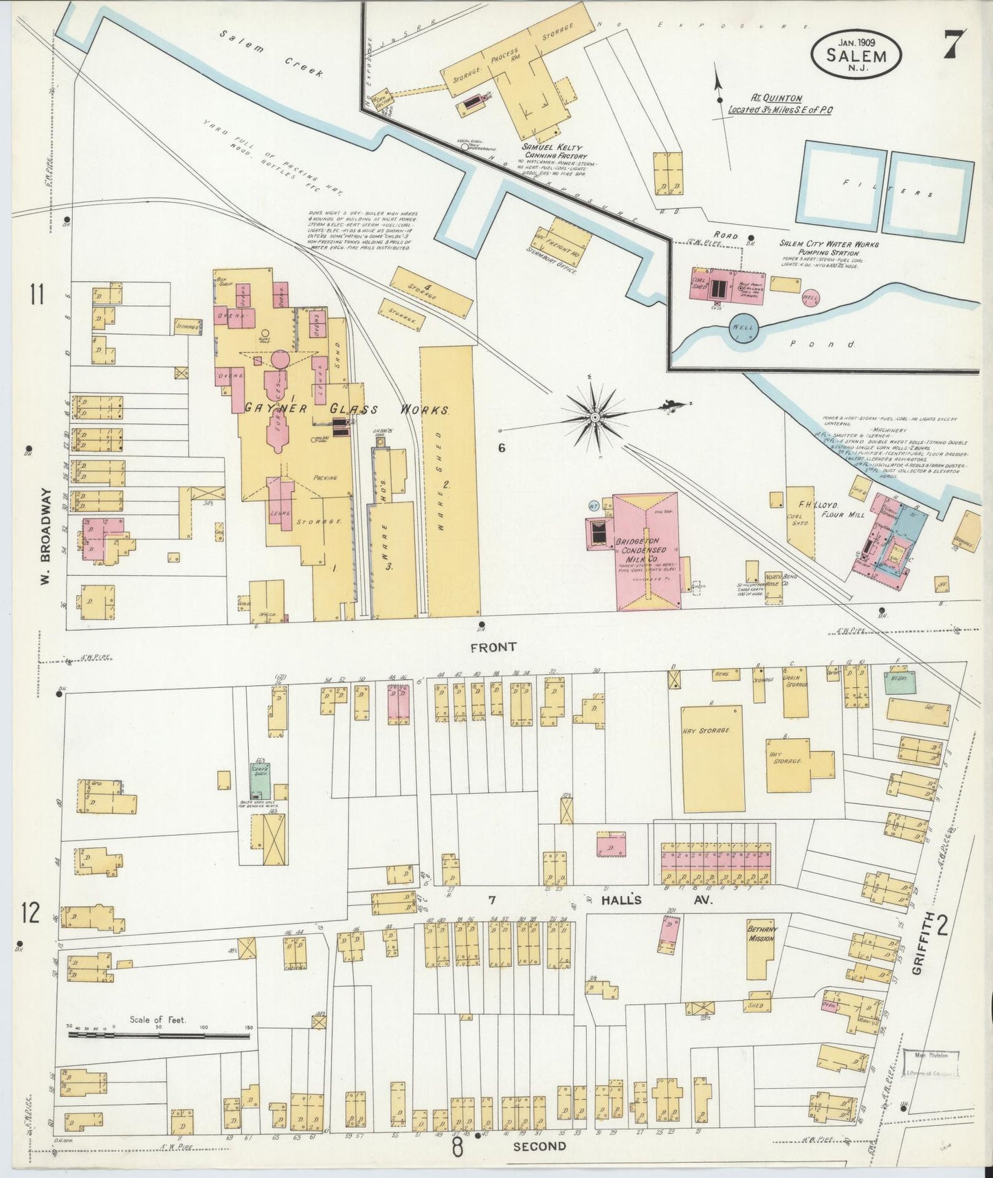 Sanborn Fire Insurance Map from Salem, Salem County, New Jersey (1909), Sheet #0007 - Complete Map Set gallery image, historic Sanborn map, vintage wall art, New Jersey New Jersey