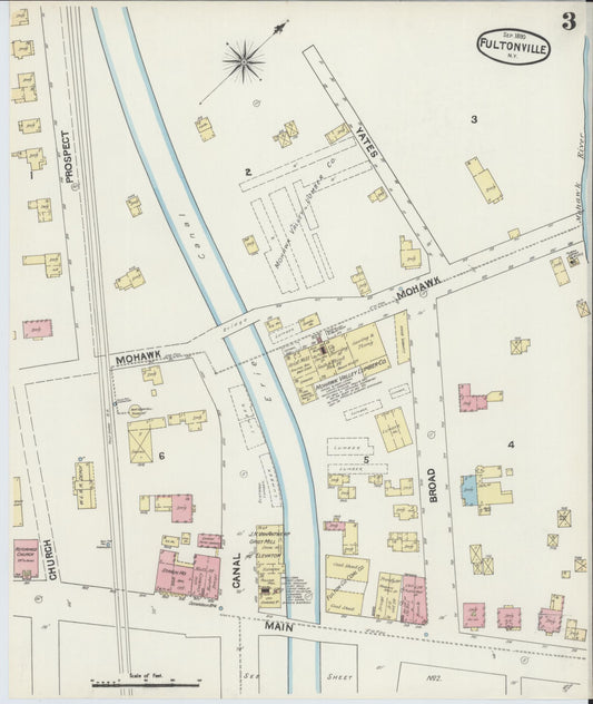 Sanborn Fire Insurance Map from Fultonville, Montgomery County, New York (1890), Sheet #0003 - Historic Sanborn Fire Insurance Map Print, vintage old map wall art, antique decor, genealogy gift, New York New York map