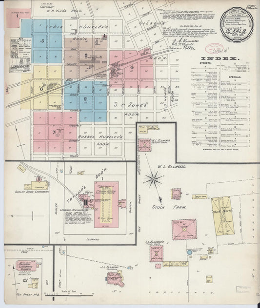 Sanborn Fire Insurance Map from De Kalb, De Kalb County, Illinois (1891), Sheet #0001 - Complete Map Set gallery image, historic Sanborn map, vintage wall art, Illinois Illinois