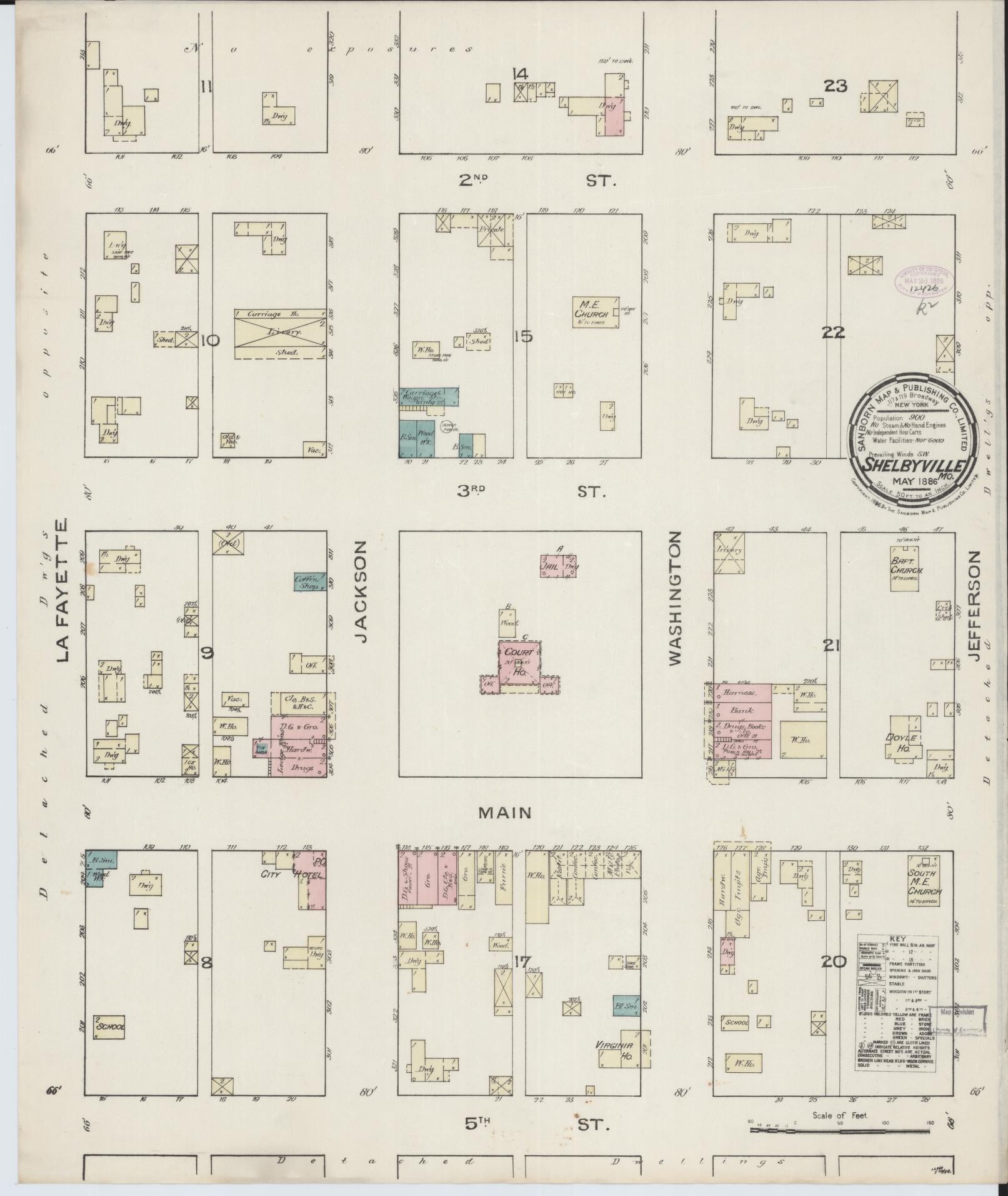 Sanborn Fire Insurance Map from Shelbyville, Shelby County, Missouri (1886), Sheet #0001 - Historic Sanborn Fire Insurance Map Print, vintage old map wall art, antique decor, genealogy gift, Missouri Missouri map