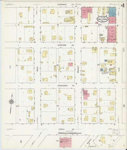 Sanborn Fire Insurance Map from Sallisaw, Sequoyah County, Oklahoma (1914), Sheet #0004 - Complete Map Set gallery image, historic Sanborn map, vintage wall art, Oklahoma Oklahoma