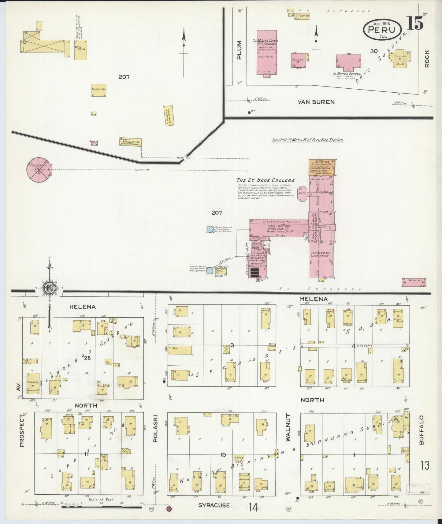 Sanborn Fire Insurance Map from Peru, La Salle County, Illinois (1916), Sheet #0015 - Complete Map Set gallery image, historic Sanborn map, vintage wall art, Illinois Illinois
