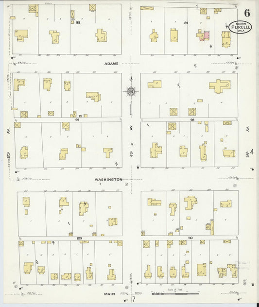 Sanborn Fire Insurance Map from Purcell, McClain County, Oklahoma (1909), Sheet #0006 - Historic Sanborn Fire Insurance Map Print, vintage old map wall art, antique decor, genealogy gift, Oklahoma Oklahoma map