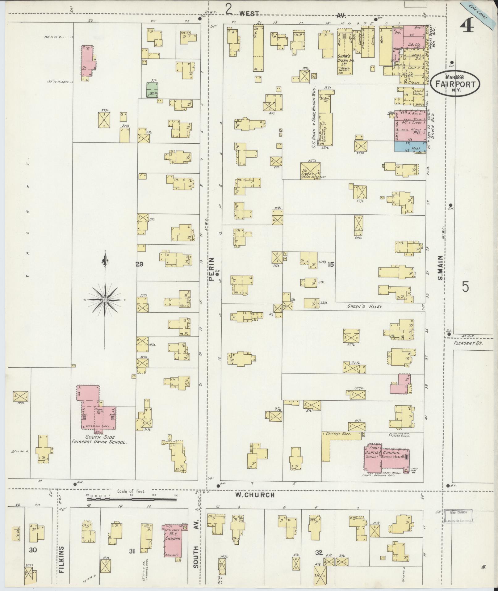 Sanborn Fire Insurance Map from Fairport, Monroe County, New York (1898), Sheet #0004 - Complete Map Set gallery image, historic Sanborn map, vintage wall art, New York New York
