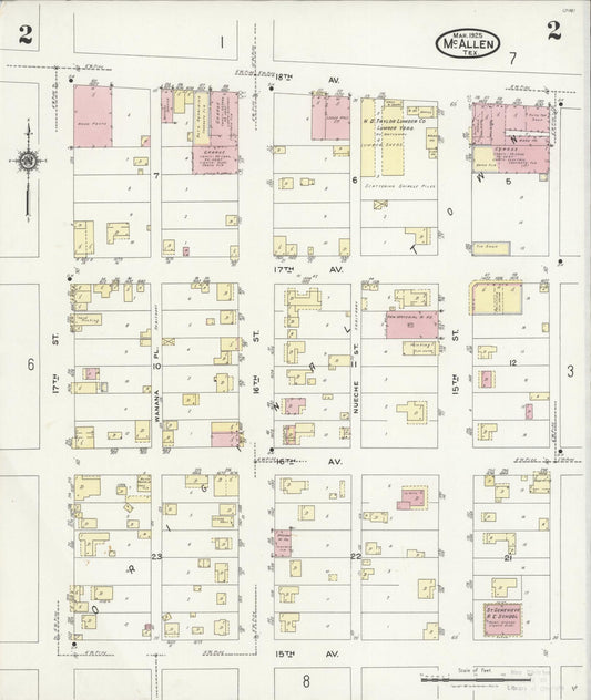 Sanborn Fire Insurance Map from McAllen, Hidalgo County, Texas (1925), Sheet #0002 - Historic Sanborn Fire Insurance Map Print, vintage old map wall art, antique decor, genealogy gift, Texas Texas map