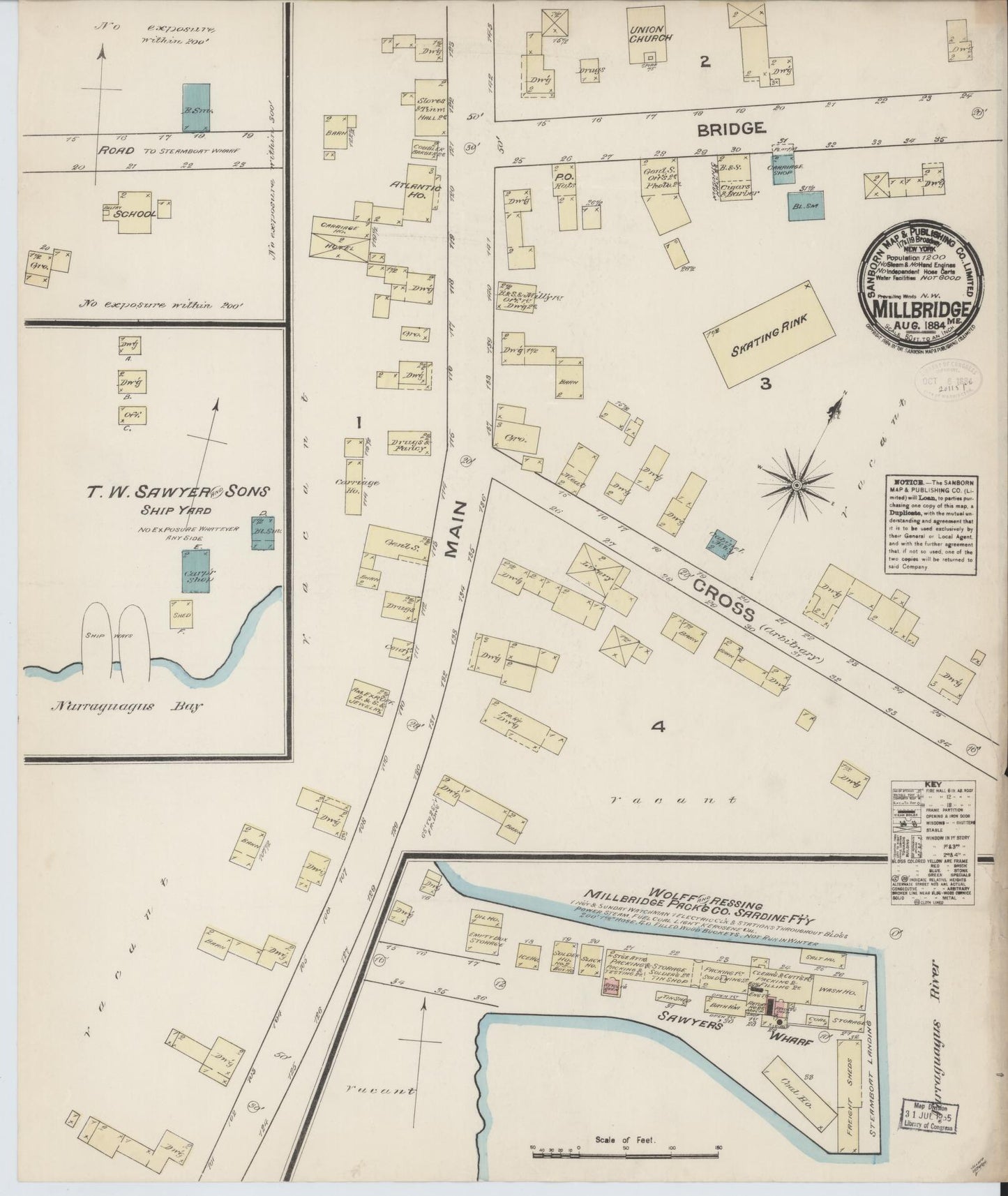 Sanborn Fire Insurance Map from Millbridge, Washington County, Maine. (1884) – Historic Sanborn Fire Insurance Map Print
