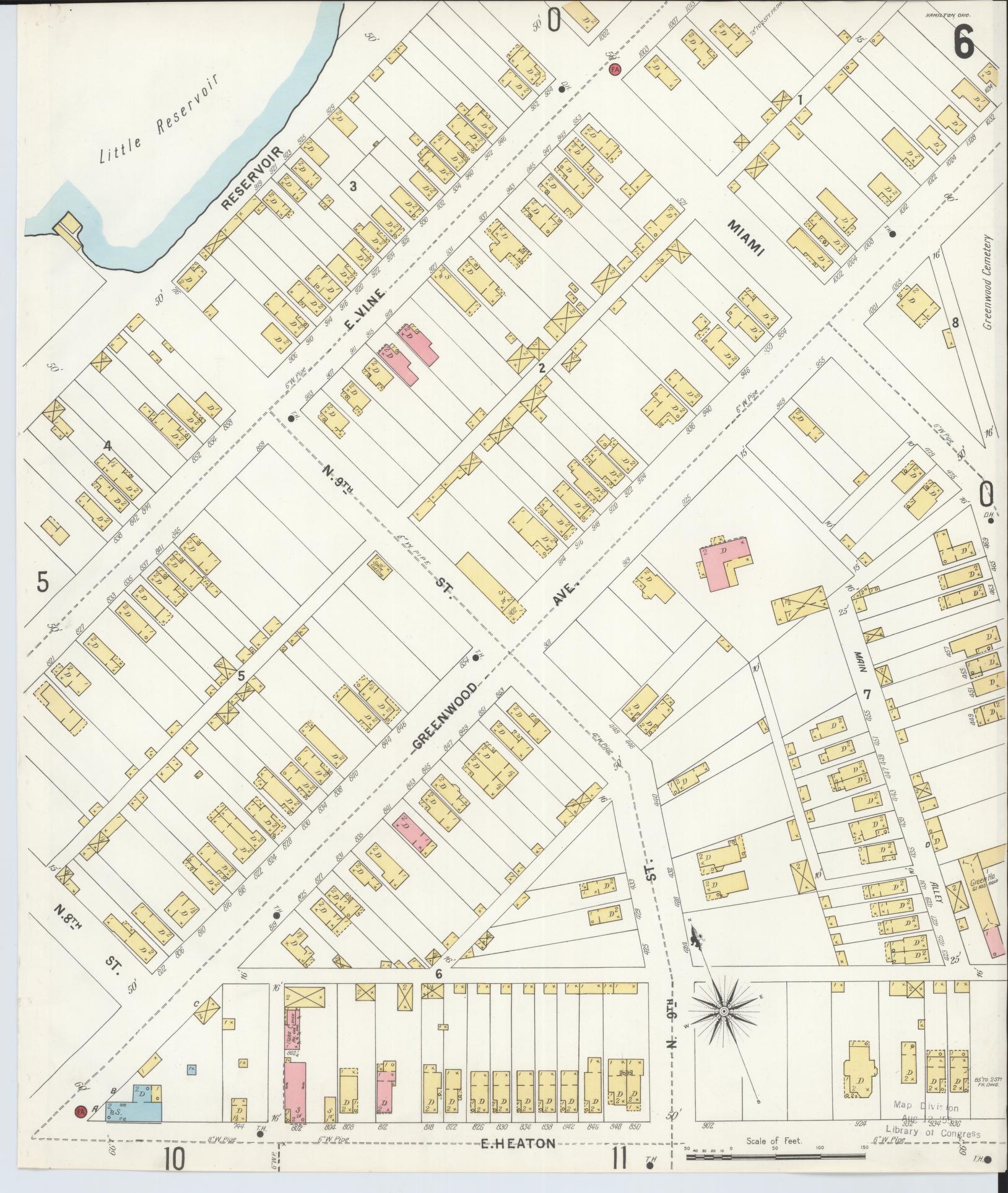 Sanborn Fire Insurance Map from Hamilton, Butler County, Ohio (1899), Sheet #0006 - Complete Map Set gallery image, historic Sanborn map, vintage wall art, Ohio Ohio