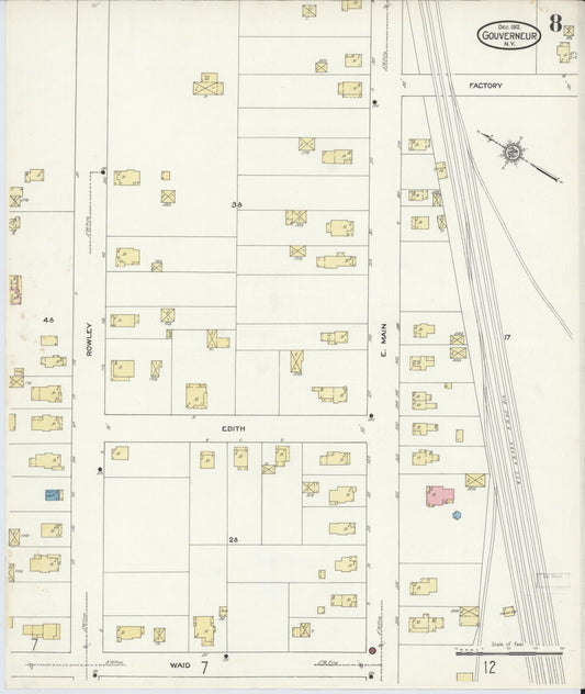 Sanborn Fire Insurance Map from Gouverneur, Saint Lawrence County, New York (1912), Sheet #0008 - Historic Sanborn Fire Insurance Map Print, vintage old map wall art, antique decor, genealogy gift, New York New York map