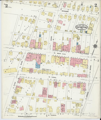Sanborn Fire Insurance Map from Newcomerstown, Tuscarawas County, Ohio (1924), Sheet #0002 - Historic Sanborn Fire Insurance Map Print, vintage old map wall art, antique decor, genealogy gift, Ohio Ohio map