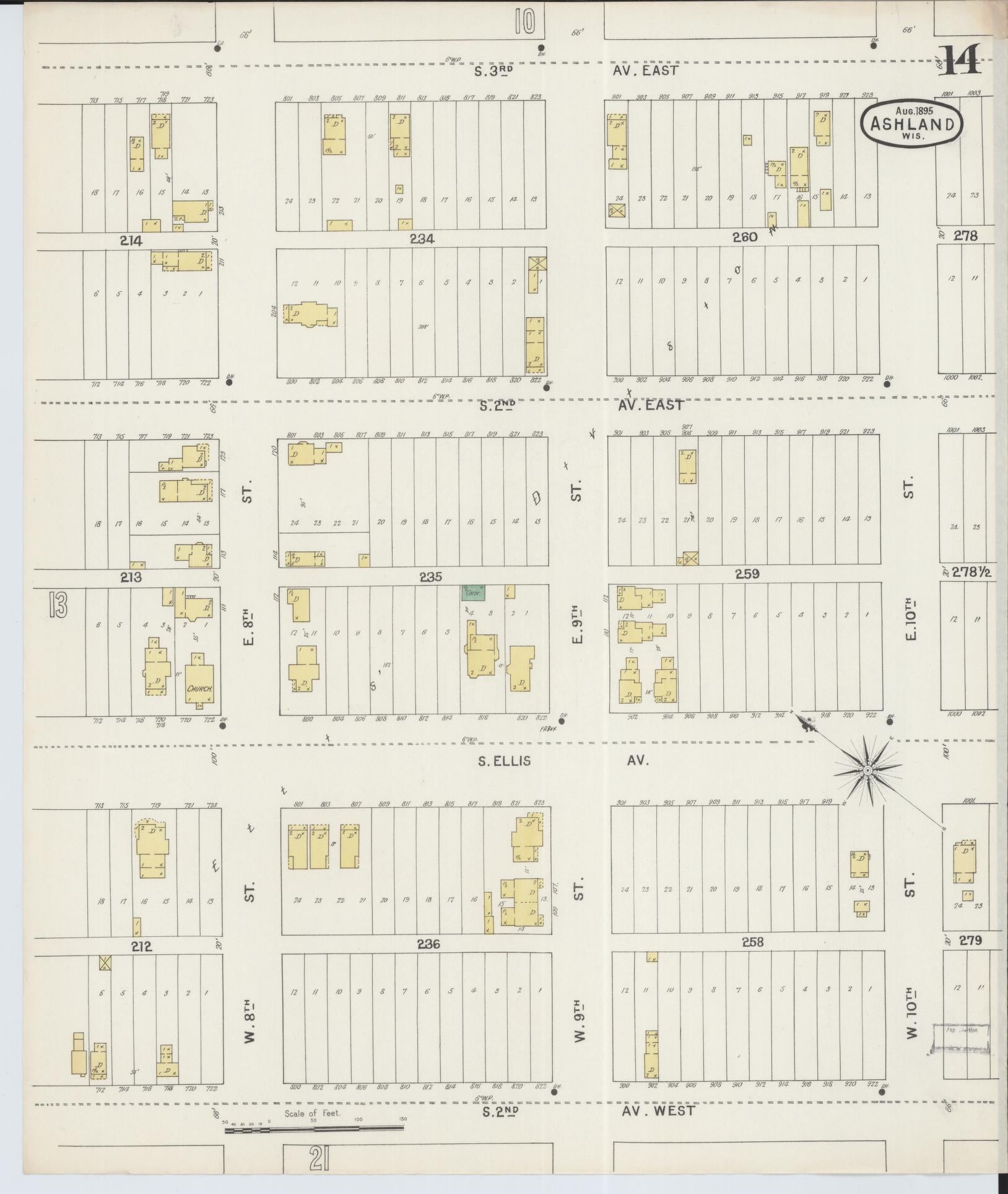 Sanborn Fire Insurance Map from Ashland, Ashland County, Wisconsin (1895), Sheet #0014 - Historic Sanborn Fire Insurance Map Print, vintage old map wall art, antique decor, genealogy gift, Wisconsin Wisconsin map