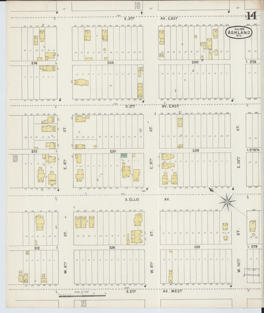 Sanborn Fire Insurance Map from Ashland, Ashland County, Wisconsin (1895), Sheet #0014 - Historic Sanborn Fire Insurance Map Print, vintage old map wall art, antique decor, genealogy gift, Wisconsin Wisconsin map