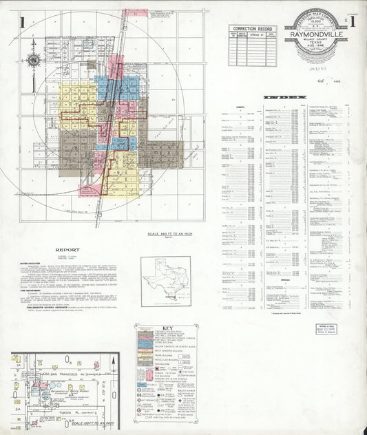 Sanborn Fire Insurance Map from Raymondville, Willacy County, Texas (1948), Sheet #0001 - Complete Map Set gallery image, historic Sanborn map, vintage wall art, Texas Texas