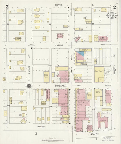 Sanborn Fire Insurance Map from Mission, Hidalgo County, Texas (1925), Sheet #0002 - Historic Sanborn Fire Insurance Map Print, vintage old map wall art, antique decor, genealogy gift, Texas Texas map
