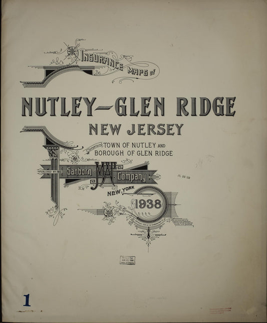 Sanborn Fire Insurance Map from Nutley-Glen Ridge, Essex County, New Jersey. (1938) – Historic Sanborn Fire Insurance Map Print