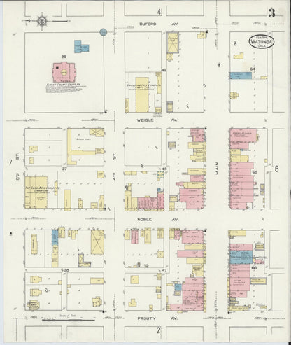 Sanborn Fire Insurance Map from Watonga, Blaine County, Oklahoma (1914), Sheet #0003 - Complete Map Set gallery image, historic Sanborn map, vintage wall art, Oklahoma Oklahoma