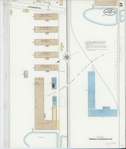 Sanborn Fire Insurance Map from Despatch, Monroe County, New York (1906), Sheet #0005 - Complete Map Set gallery image, historic Sanborn map, vintage wall art, New York New York
