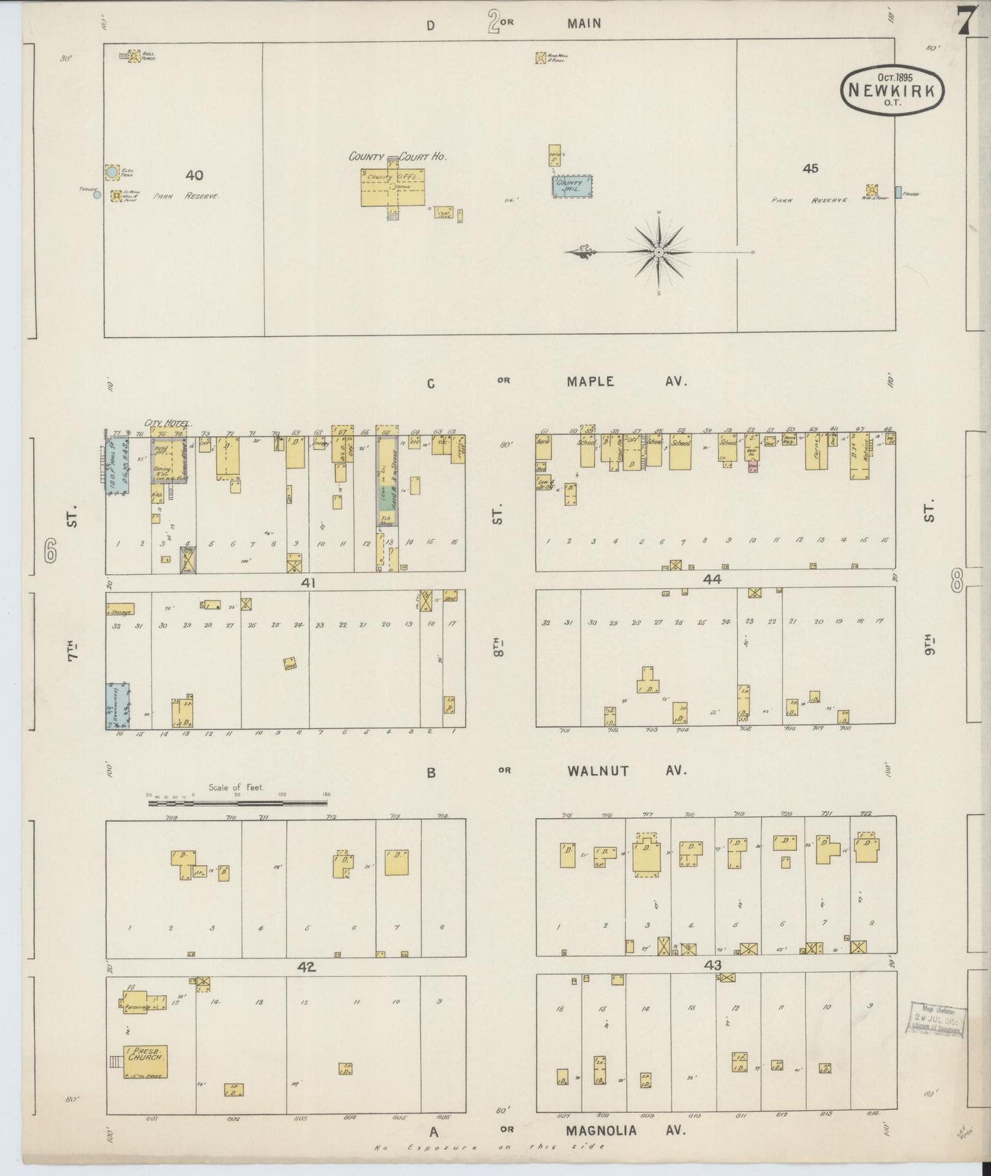 Sanborn Fire Insurance Map from Newkirk, Kay County, Oklahoma (1895), Sheet #0007 - Complete Map Set gallery image, historic Sanborn map, vintage wall art, Oklahoma Oklahoma