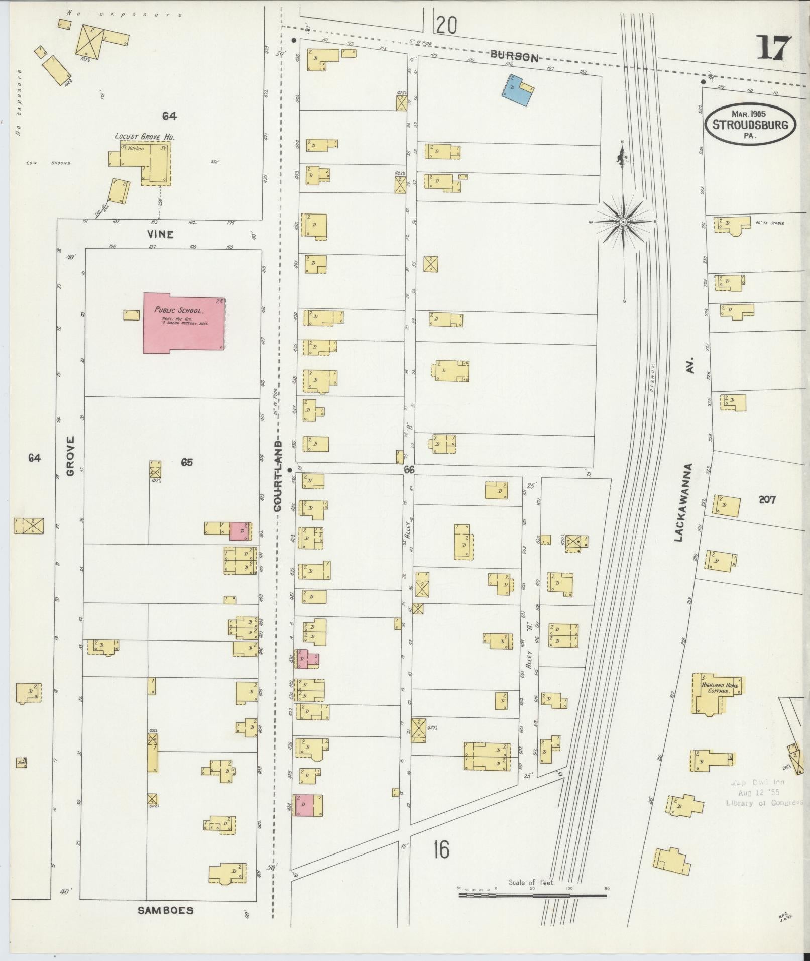 Sanborn Fire Insurance Map from Stroudsburg, Monroe County, Pennsylvania (1905), Sheet #0017 - Complete Map Set gallery image, historic Sanborn map, vintage wall art, Pennsylvania Pennsylvania