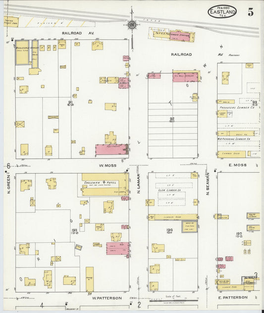 Sanborn Fire Insurance Map from Eastland, Eastland County, Texas (1920), Sheet #0005 - Historic Sanborn Fire Insurance Map Print, vintage old map wall art, antique decor, genealogy gift, Texas Texas map