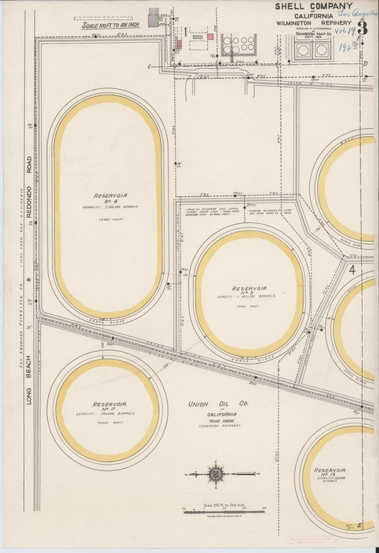 Sanborn Fire Insurance Map from Los Angeles Co., Los Angeles County, California (1923), Sheet #0003 - Historic Sanborn Fire Insurance Map Print, vintage old map wall art, antique decor, genealogy gift, California California map