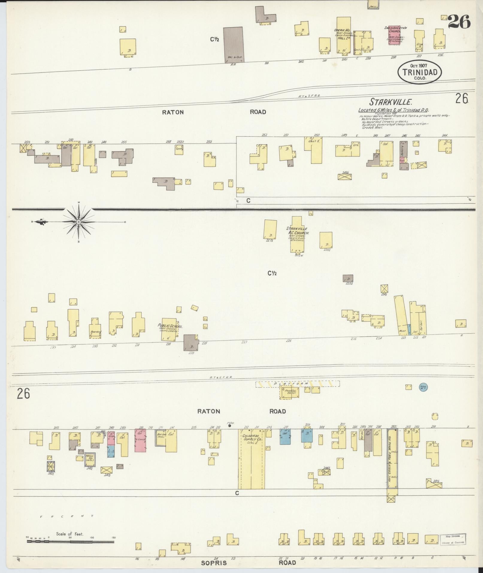 Sanborn Fire Insurance Map from Trinidad, Las Animas County, Colorado (1907), Sheet #0026 - Historic Sanborn Fire Insurance Map Print, vintage old map wall art, antique decor, genealogy gift, Colorado Colorado map
