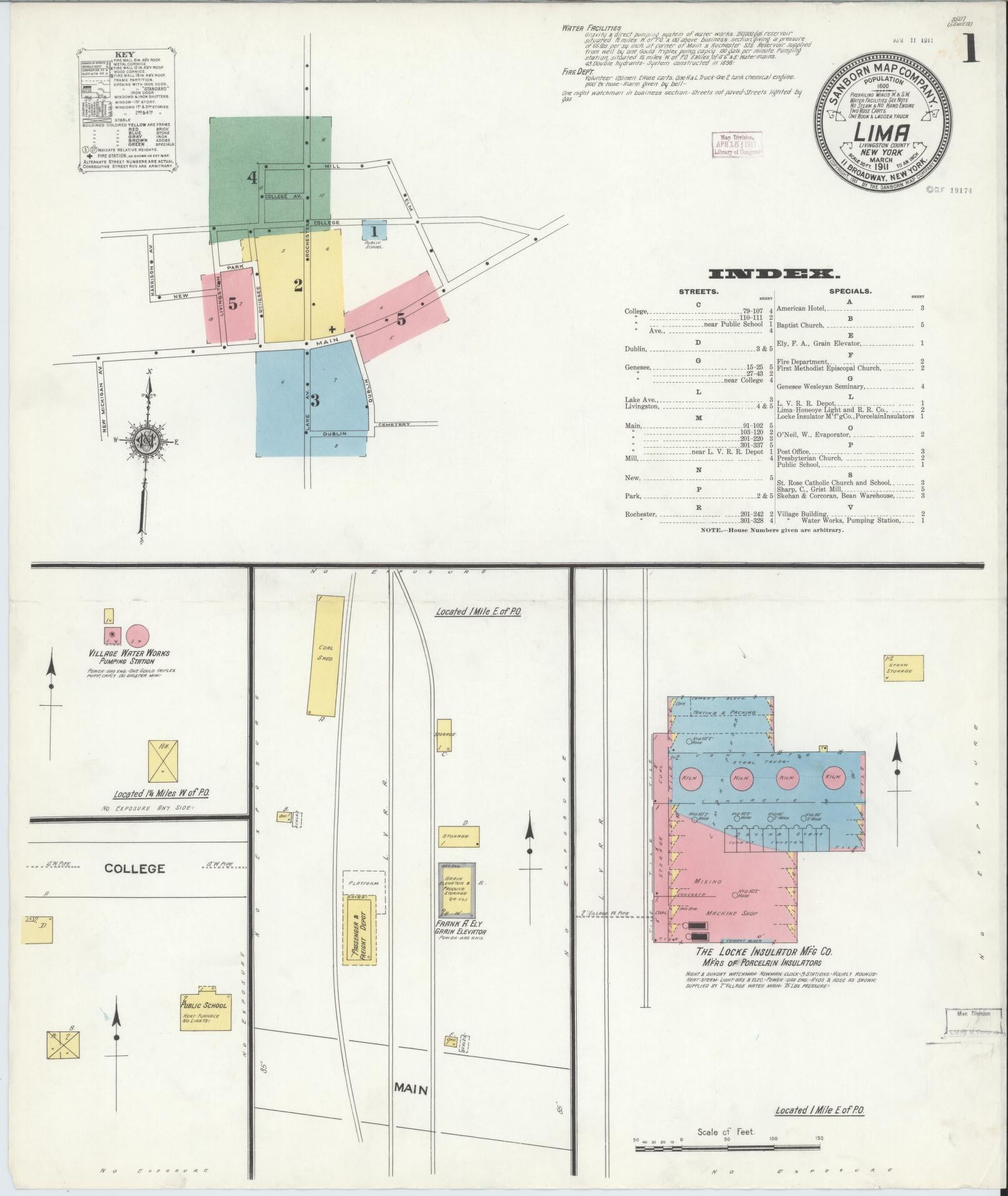 Sanborn Fire Insurance Map from Lima, Livingston County, New York. (1911) – Historic Sanborn Fire Insurance Map Print
