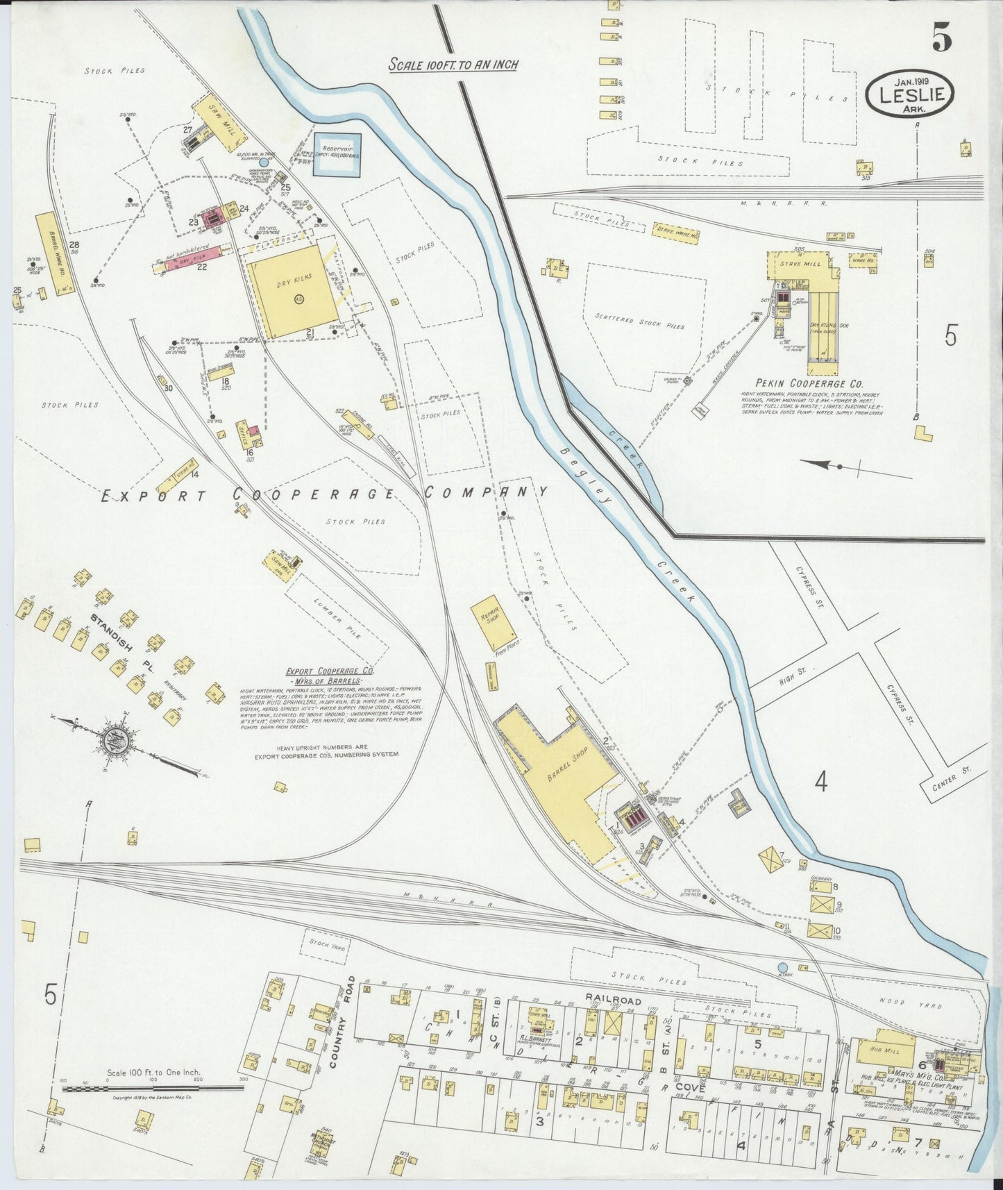 Sanborn Fire Insurance Map from Leslie, Searcy County, Arkansas (1919), Sheet #0005 - Historic Sanborn Fire Insurance Map Print, vintage old map wall art, antique decor, genealogy gift, Arkansas Arkansas map