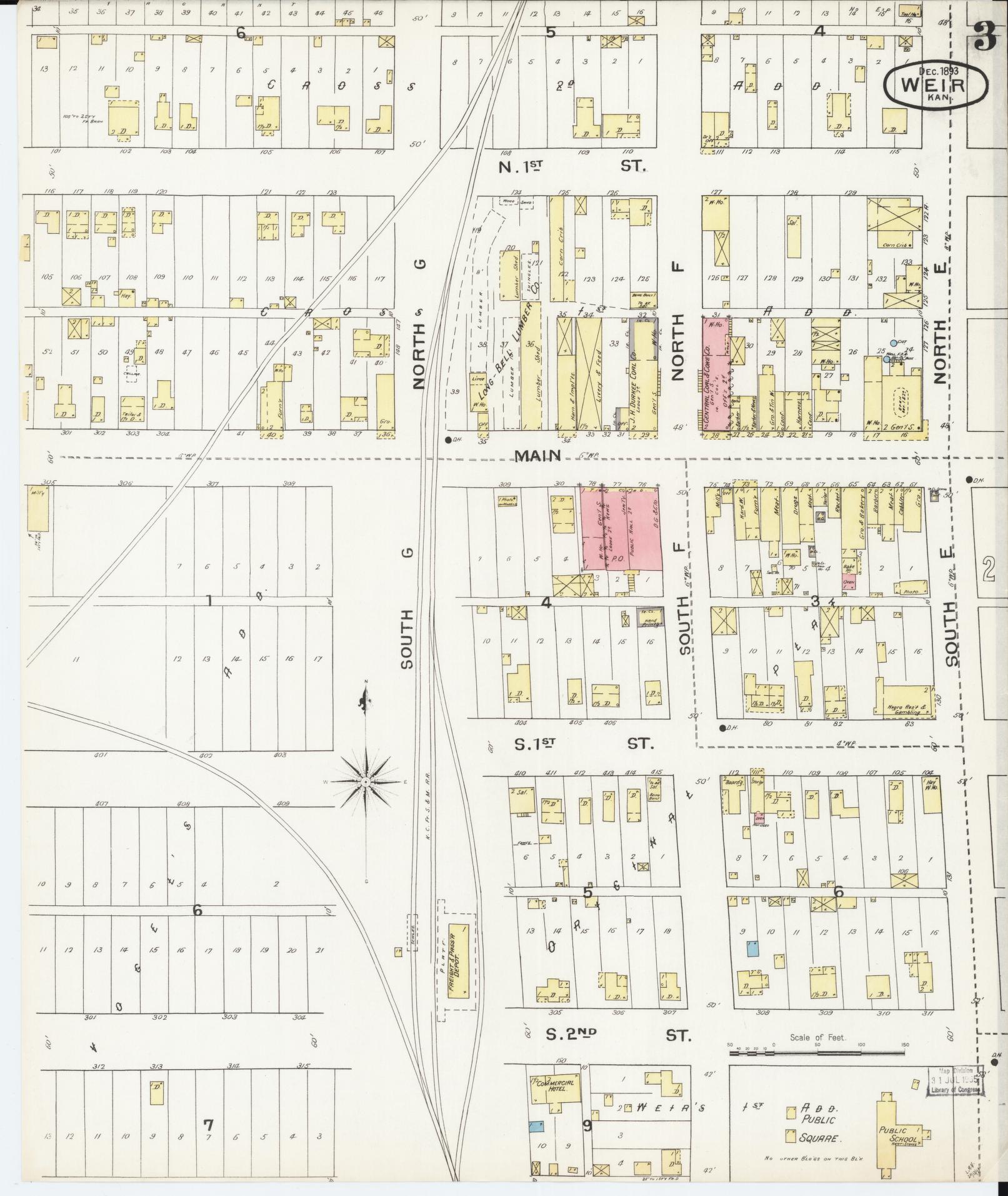 Sanborn Fire Insurance Map from Weir, Cherokee County, Kansas (1893), Sheet #0003 - Complete Map Set gallery image, historic Sanborn map, vintage wall art, Kansas Kansas