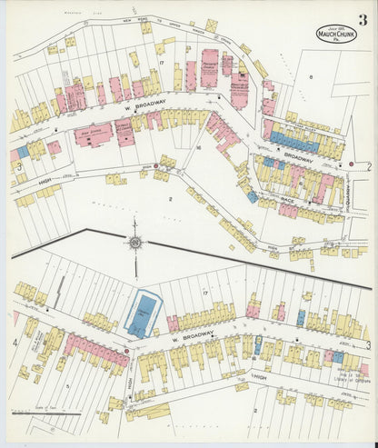 Sanborn Fire Insurance Map from Mauch Chunk, Carbon County, Pennsylvania (1915), Sheet #0003 - Complete Map Set gallery image, historic Sanborn map, vintage wall art, Pennsylvania Pennsylvania