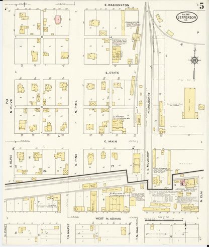 Sanborn Fire Insurance Map from Jefferson, Greene County, Iowa (1909), Sheet #0005 - Historic Sanborn Fire Insurance Map Print