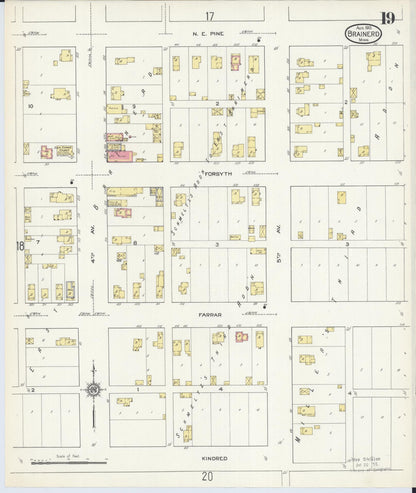 Sanborn Fire Insurance Map from Brainerd, Crow Wing County, Minnesota (1913), Sheet #0019 - Complete Map Set gallery image, historic Sanborn map, vintage wall art, Minnesota Minnesota