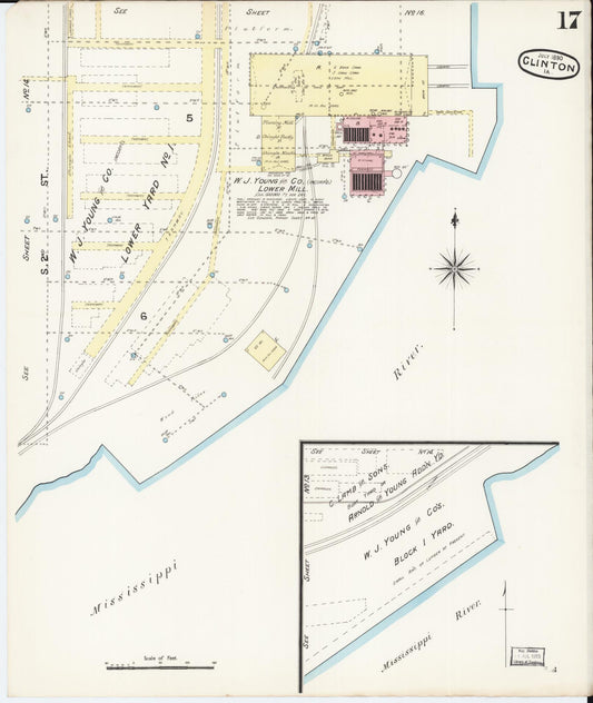 Sanborn Fire Insurance Map from Clinton, Clinton County, Iowa (1890), Sheet #0017 - Historic Sanborn Fire Insurance Map Print, vintage old map wall art