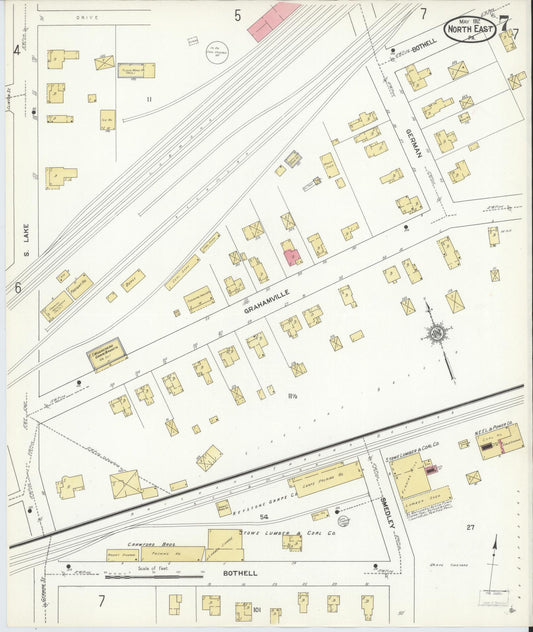 Sanborn Fire Insurance Map from North East, Erie County, Pennsylvania (1912), Sheet #0007 - Historic Sanborn Fire Insurance Map Print, vintage old map wall art, antique decor, genealogy gift, Pennsylvania Pennsylvania map