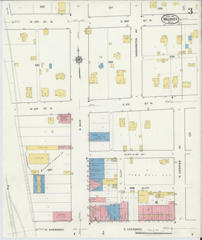 Sanborn Fire Insurance Map from Wagoner, Wagoner County, Oklahoma (1917), Sheet #0003 - Complete Map Set gallery image, historic Sanborn map, vintage wall art, Oklahoma Oklahoma
