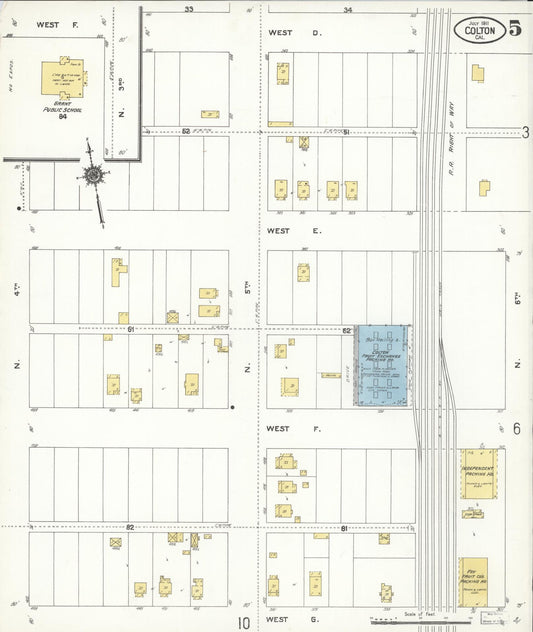 Sanborn Fire Insurance Map from Colton, San Bernardino County, California (1911), Sheet #0005 - Historic Sanborn Fire Insurance Map Print, vintage old map wall art, antique decor, genealogy gift, California California map