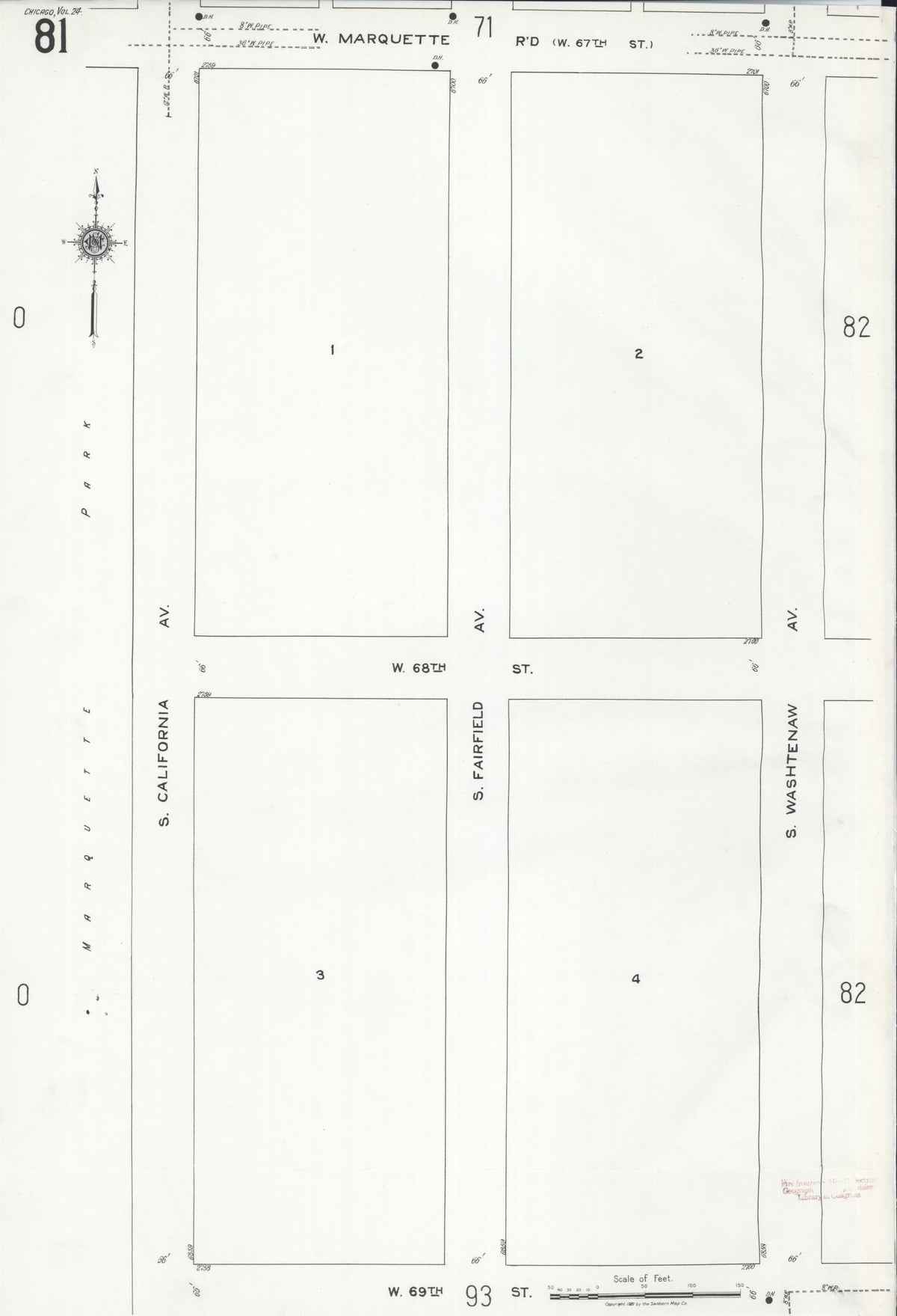 Sanborn Fire Insurance Map from Chicago, Cook County, Illinois (1920), Sheet #0081 - Historic Sanborn Fire Insurance Map Print, vintage old map wall art, antique decor, genealogy gift, Illinois Illinois map