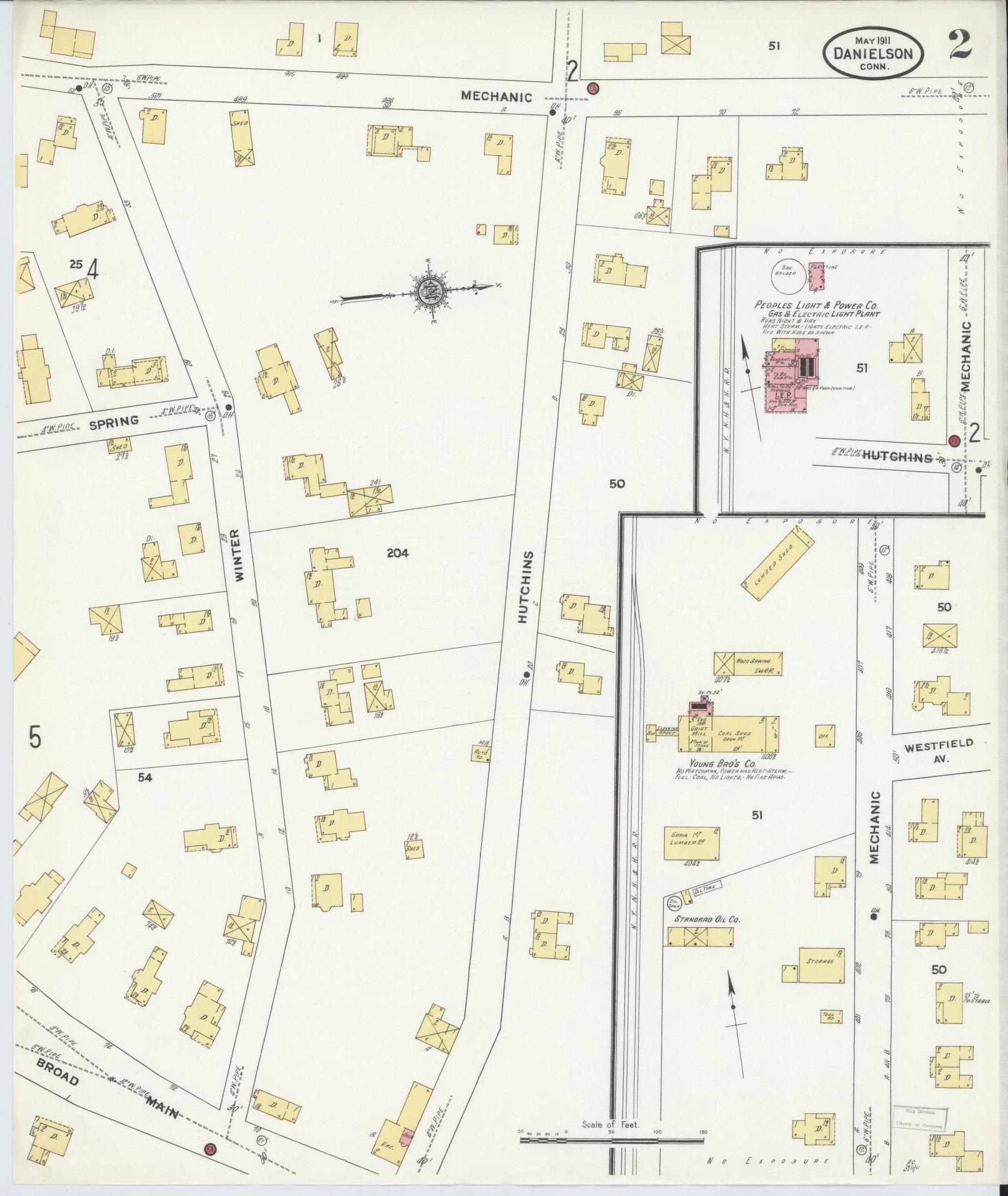 Sanborn Fire Insurance Map from Danielson, Windham County, Connecticut (1911), Sheet #0002 - Historic Sanborn Fire Insurance Map Print, vintage old map wall art, antique decor, genealogy gift, Connecticut Connecticut map