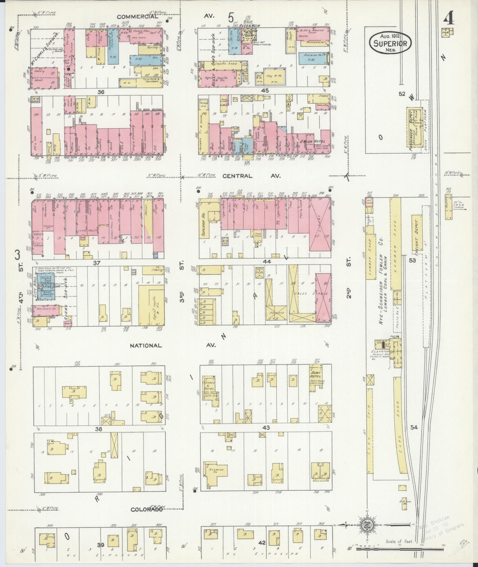 Sanborn Fire Insurance Map from Superior, Nuckolls County, Nebraska (1912), Sheet #0004 - Complete Map Set gallery image, historic Sanborn map, vintage wall art, Nebraska Nebraska