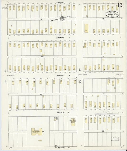 Sanborn Fire Insurance Map from Bogalusa, Washington Parish, Louisiana (1910), Sheet #0012 - Historic Sanborn Fire Insurance Map Print, vintage old map wall art, antique decor, genealogy gift, Louisiana Louisiana map