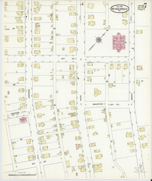 Sanborn Fire Insurance Map from Reynoldsville, Jefferson County, Pennsylvania (1912), Sheet #0007 - Historic Sanborn Fire Insurance Map Print, vintage old map wall art, antique decor, genealogy gift, Pennsylvania Pennsylvania map