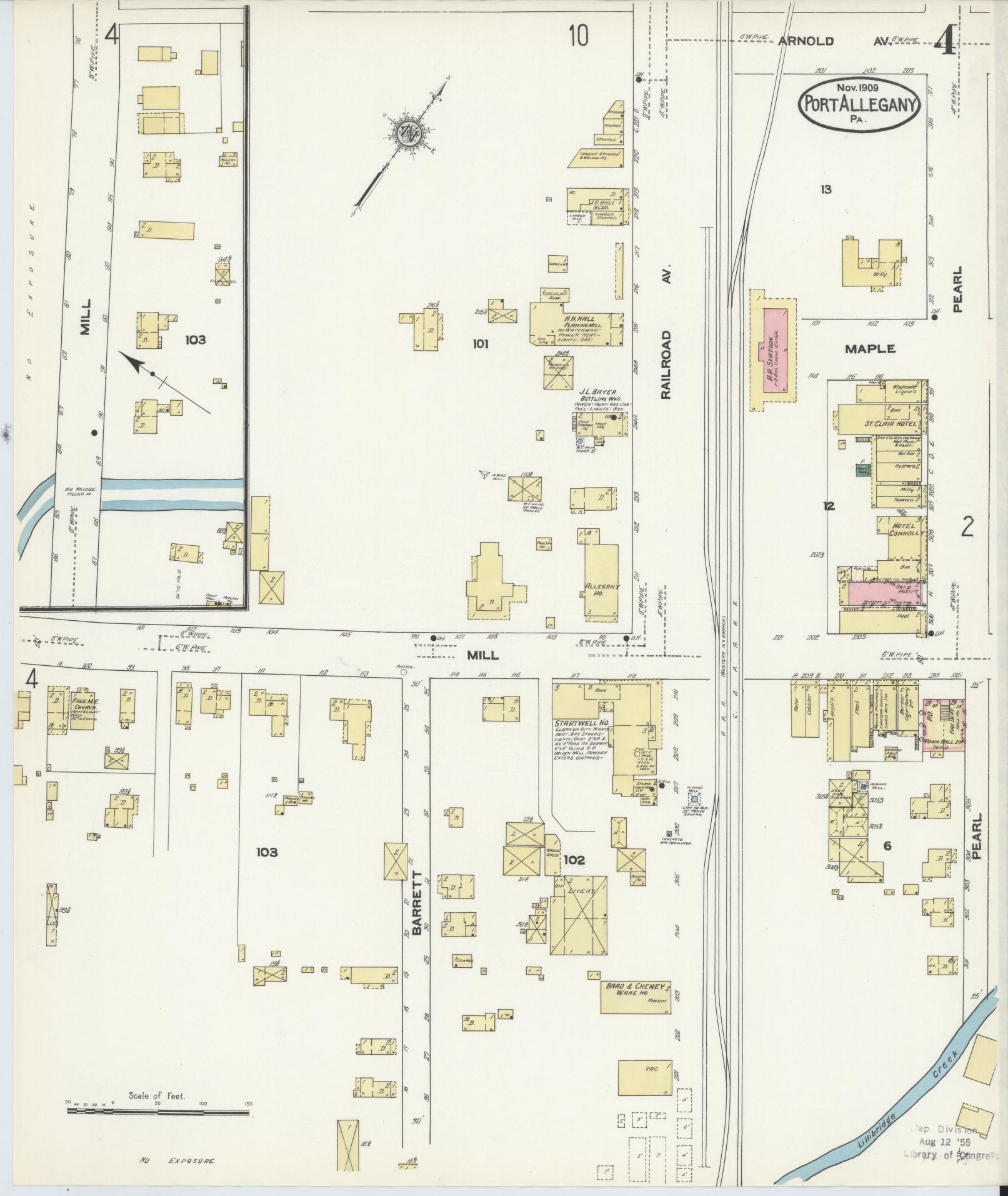 Sanborn Fire Insurance Map from Port Allegany, McKean County, Pennsylvania (1909), Sheet #0004 - Complete Map Set gallery image, historic Sanborn map, vintage wall art, Pennsylvania Pennsylvania
