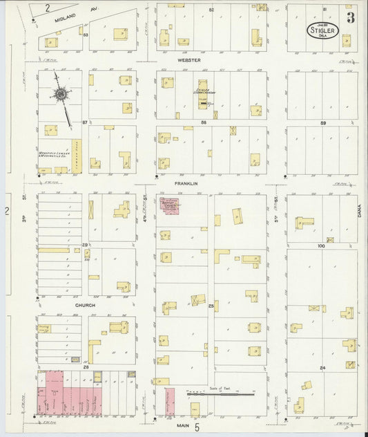 Sanborn Fire Insurance Map from Stigler, Haskell County, Oklahoma (1911), Sheet #0003 - Historic Sanborn Fire Insurance Map Print, vintage old map wall art, antique decor, genealogy gift, Oklahoma Oklahoma map