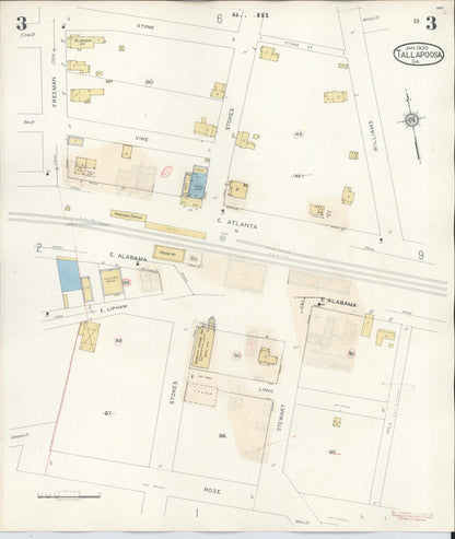 Sanborn Fire Insurance Map from Tallapoosa, Haralson County, Georgia (1939), Sheet #0003 - Complete Map Set gallery image, historic Sanborn map, vintage wall art, Georgia Georgia