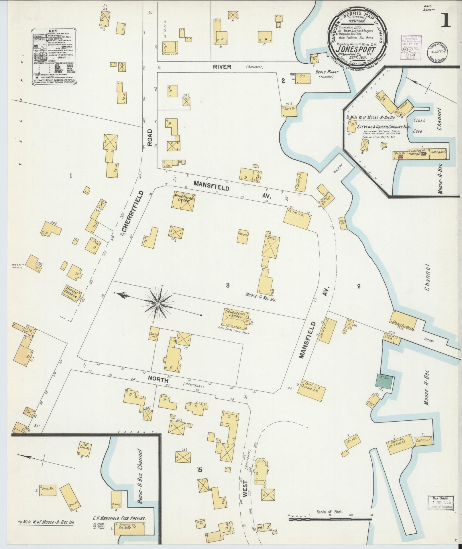 Sanborn Fire Insurance Map from Jonesport, Washington County, Maine. (1901) – Historic Sanborn Fire Insurance Map Print