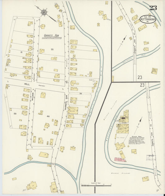 Sanborn Fire Insurance Map from Kittanning, Armstrong County, Pennsylvania (1913), Sheet #0023 - Historic Sanborn Fire Insurance Map Print, vintage old map wall art, antique decor, genealogy gift, Pennsylvania Pennsylvania map
