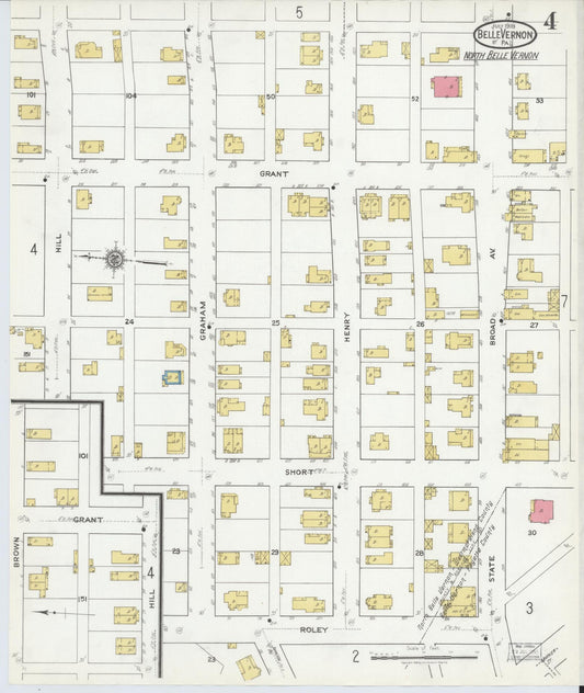 Sanborn Fire Insurance Map from Belle Vernon, Fayette County, Pennsylvania (1918), Sheet #0004 - Historic Sanborn Fire Insurance Map Print, vintage old map wall art, antique decor, genealogy gift, Pennsylvania Pennsylvania map