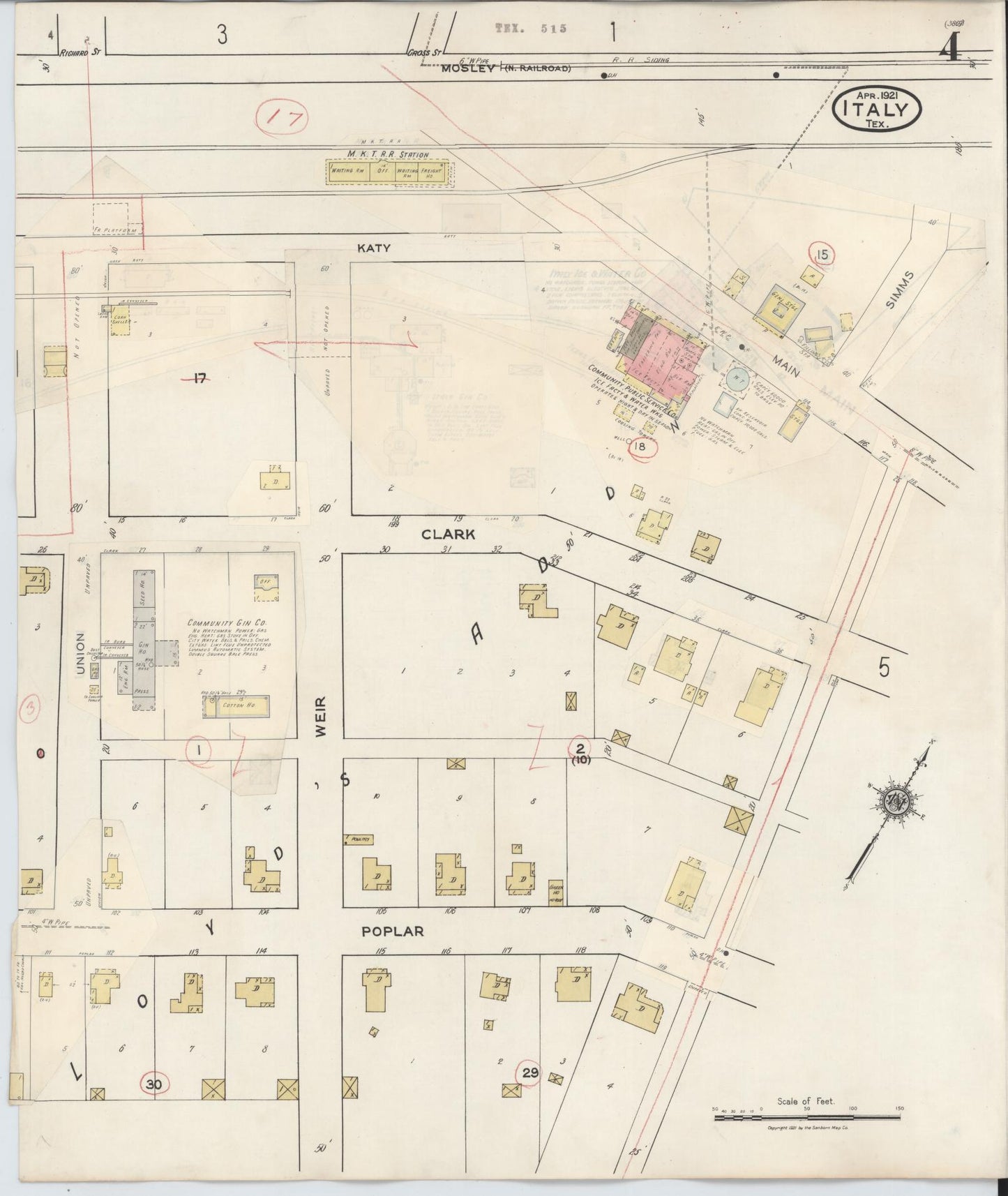 Sanborn Fire Insurance Map from Italy, Ellis County, Texas (1944), Sheet #0004 - Historic Sanborn Fire Insurance Map Print, vintage old map wall art, antique decor, genealogy gift, Texas Texas map
