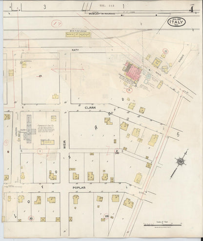 Sanborn Fire Insurance Map from Italy, Ellis County, Texas (1944), Sheet #0004 - Historic Sanborn Fire Insurance Map Print, vintage old map wall art, antique decor, genealogy gift, Texas Texas map