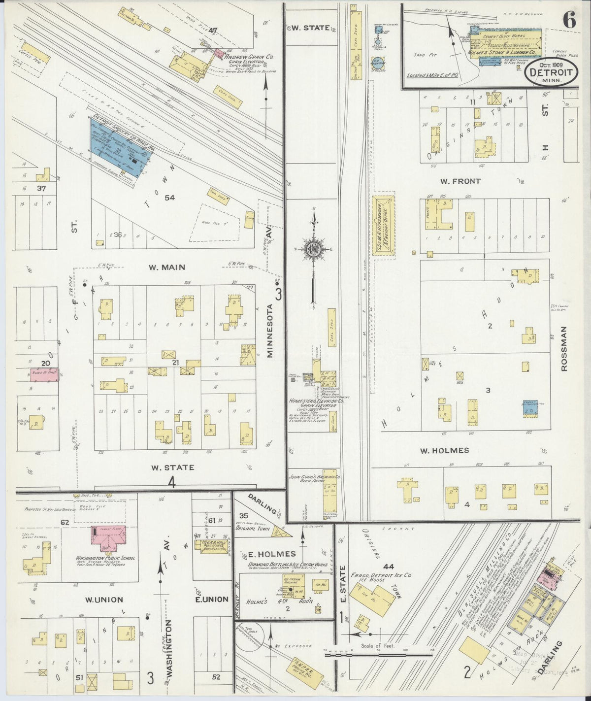 Sanborn Fire Insurance Map from Detroit Lakes, Becker County, Minnesota (1909), Sheet #0006 - Complete Map Set gallery image, historic Sanborn map, vintage wall art, Minnesota Minnesota